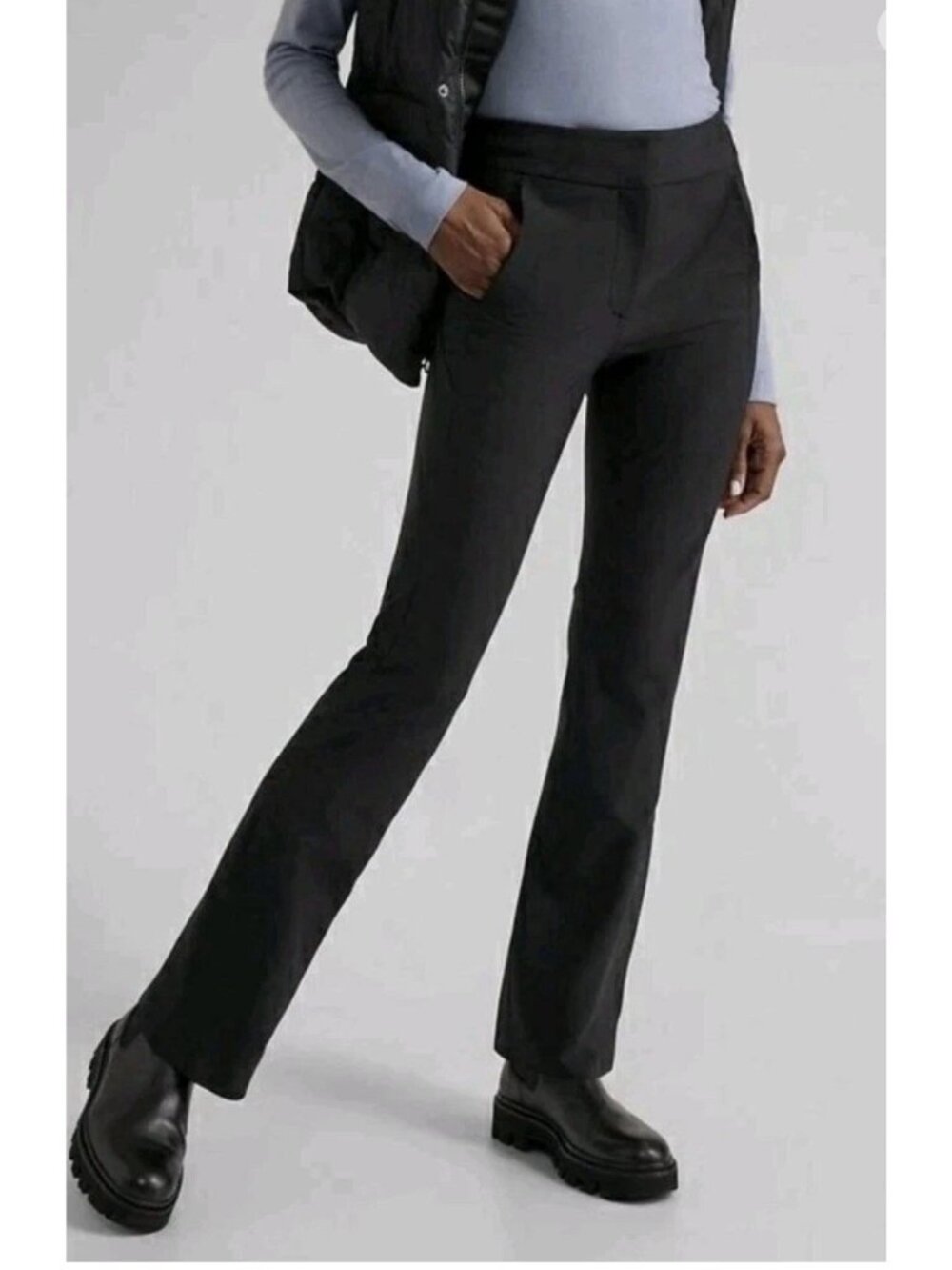 ATHLETA Stellar Flare Trouser Pants Womens Sz 8T Black Casual Sporty Career